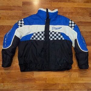 Vtg EDCO Men’s Snowmobile Jacket Black White & Black Sherpa Lined Size Unknown